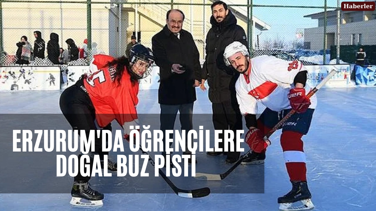 Erzurum'da öğrencilere doğal buz pisti