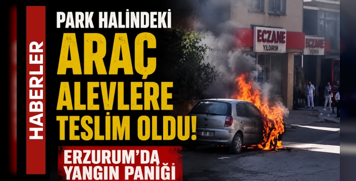 Park Halindeki Araç Alevlere Teslim Oldu! Erzurum’da Yangın Paniği